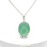 Witgouden hanger met diamant en jade, excl. ketting