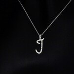 Hanger met natuurlijke diamanten in de letter J, excl. ketting