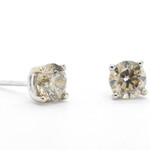 Gouden solitair oorbellen met champagne diamant 2.10 carat