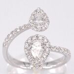 Witgouden rijring met pearshape en Briljant geslepen diamanten 1.25 ca
