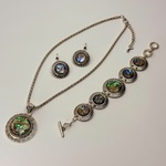 Armband + collier + oorbellen met abalone/parelmoer