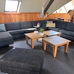 Bankstel met hocker + 3 salontafels, antraciet