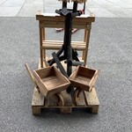 2x Kruiwagens, 1x oppottafel, 1x vogelhuisje ED, licht bruin/bruin/zwa