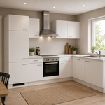 Design hoek keuken met apparatuur, Kevin, wit