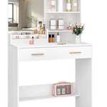 Make-up dressoir met spiegel Hzuaneri, wit
