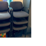 6x Kantinestoelen stapelbaar, zwart/grijs