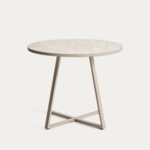 Ronde bijzettafel van gegalvaniseerd staal en beige tegels Ø90 cm, Kav