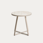 Ronde bijzettafel van gegalvaniseerd staal en beige tegels Ø45 cm, Kav
