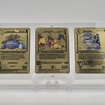 Metalen Venusaur, Charizard en Blastoise (Base Set) Pokémon kaarten in