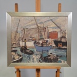 Schilderij op paneel, J. Visser, Haven