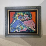 Acryl schilderij op paneel, Maya Wildevuur (1944-2023), Naakt paar, 19