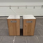 Ca. 12x Bijzettafel hout met rvs blad