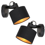 2x 1 lichts Spot zwart met goud kleurig lampenkapje, Mexlite, Ornoir 3