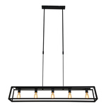 Hanglamp met 5 x een E27 fitting, Mexlite, Buckley 2675ZW, Zwart, 2027