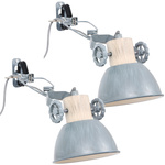 2x Klemspot en wandlamp E27 fitting, Mexlite, Gearwood 2752GR, Grijs,