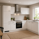 Design hoek keuken met apparatuur, Kevin, wit