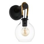 Wandlamp 35 cm, EGLO, roding, zwart/bruin