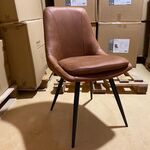 Set van 6 eetkamerstoelen, cognac