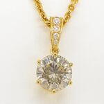 Gouden solitair hanger met een diamant van 1.50 carat, excl. ketting