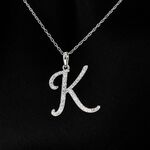 Hanger met echte natuurlijke diamanten in de letter K, excl. ketting