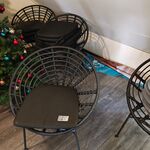 4x Loungestoelen met kussen, zwart