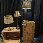 3x Tafel lampje met kist