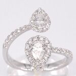 Witgouden rijring met pearshape en Briljant geslepen diamanten 1.25 ca