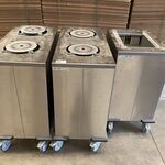 3x Borden en dienblad stapelaars, Mobile Cantaining