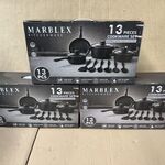 3x Pannenset, Marblex, 13-delig
