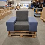 Tweekleurige fauteuil, Schaffenburg, Blauw / Grijs