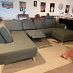 U-bank met open eiland en lounge, elektrisch verstelbaar army green