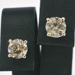 Gouden solitair oorbellen met 2.00 carat natuurlijke diamant