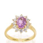 Gouden ring met diamanten en 1.53 carat pink sapphire