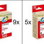 Ca. 14x Inktcartridges voor Canon PGi-520 en PGi-525, RecycleClub