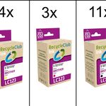 Ca. 18x Inktcartridges voor Brother LC-123, RecycleClub