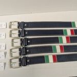 Ca. 20x Leren heren riemen Sluis Leder, blauw / italiaanse vlag, diver