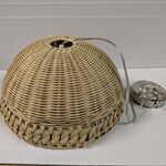 6x Rieten hanglamp, Lumineo, rond, 35 x 18 cm