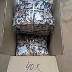 Ca. 40x Lunchtas bladeren motief, blauw / oranje / wit, 6,6 ltr