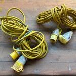 2x Verlengkabel met CEE-stekkers, 110 V, geel