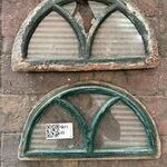 2x Halfronde stalramen, Historisch, groen/roest, 37,5 x 20 cm