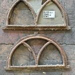 2x Halfronde stalraamframes, Historisch, wit/roest, 37,5 x 21 cm