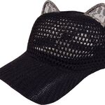Ca. 10x Cat ear baseball cap, zwart, one size