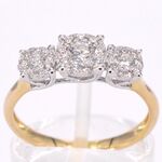 Gouden ring met drie chatons van diamanten 0.75 carat