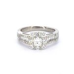Platina ring met een natuurlijke prinses en briljant geslepen diamante