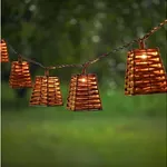 8x Solar Lichtsnoer met Rieten Mandjes, Specilights, 2147483647, bruin