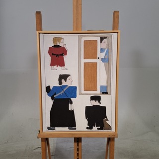Druk op canvas, Reproductie Van Bart Van Der Leck, Bedelvolk
