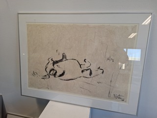 Japanse inkt, Maya Wildevuur (1944-2023), Paard rollend in de sneeuw,