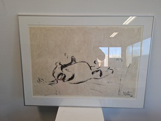 Japanse inkt, Maya Wildevuur (1944-2023), Paard rollend in de sneeuw,