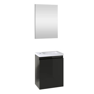 Toiletmeubel Fontein 40 cm + spiegel, Allibert, PORTO PACK, Zwart