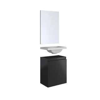 Toiletmeubel Fontein 40 cm + spiegel, Allibert, PORTO PACK, Zwart